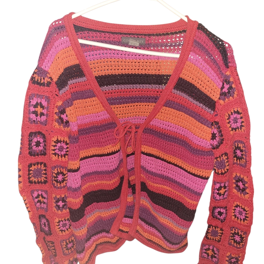Copper Key Multicolor Crochet Cardigan